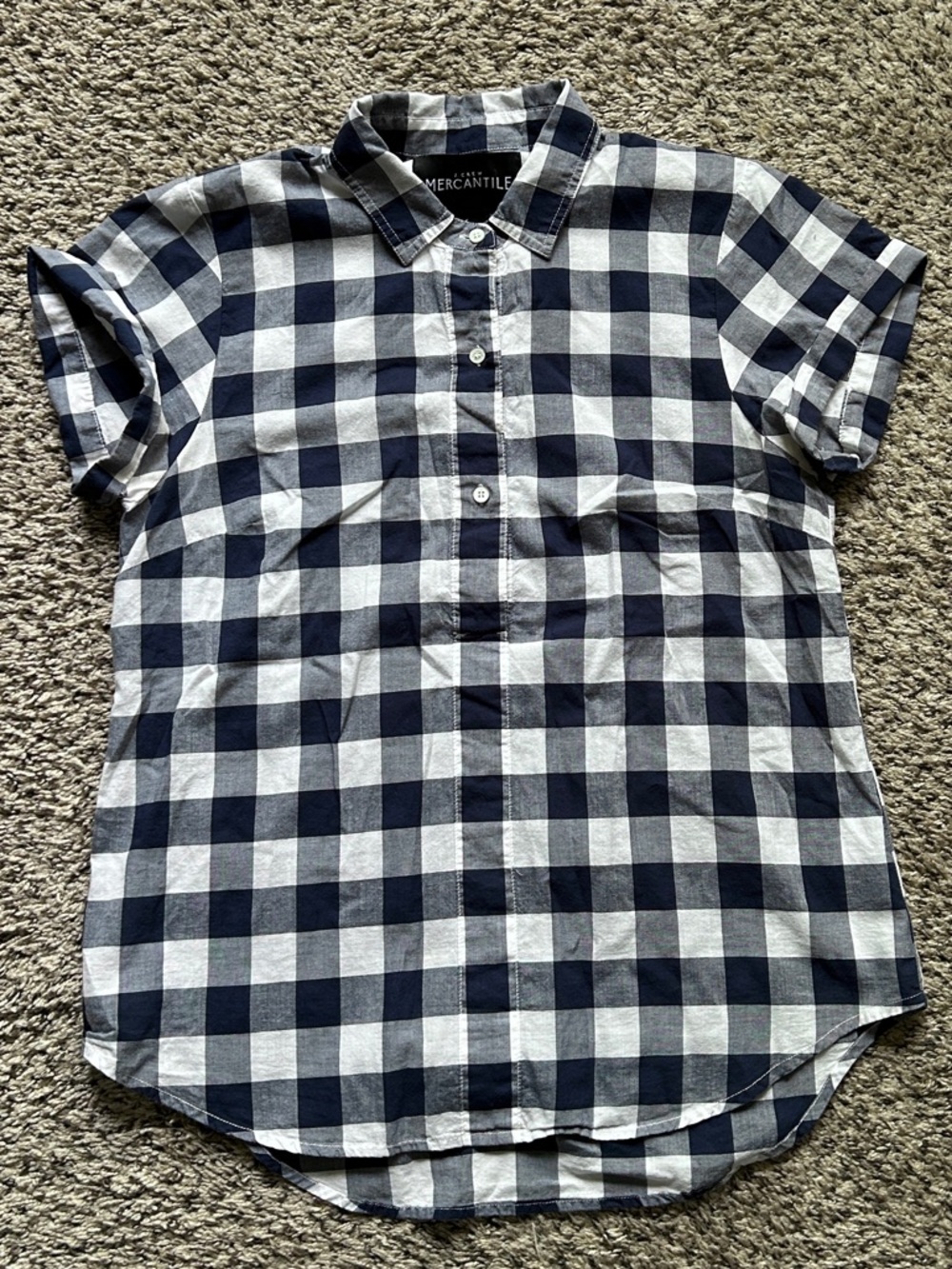 J. Crew Mercantile Navy and White Gingham Shirt